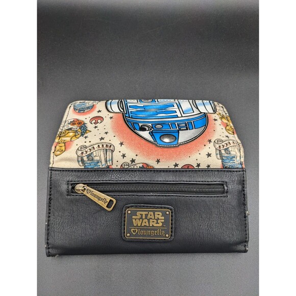 Loungefly Disney Star Wars R2D2 C-3PO Tattoo Print Wallet Heart Logo - Picture 2 of 7